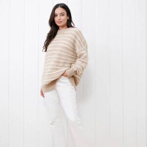 Jenni Kayne Cocoon Crewneck in Sand Stripe XL